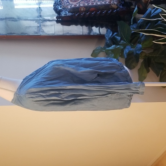 Zara Trafaluc Blue Denim Zipper Jacket W Pockets 3/4 Sleeve - Picture 2 of 9